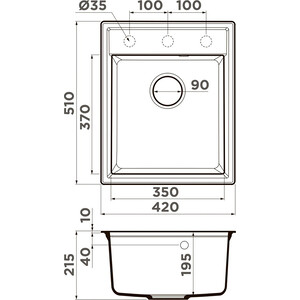 Кухонная мойка Omoikiri Daisen 42 BL с клапаном автомат, черная (4993606, 4956164)