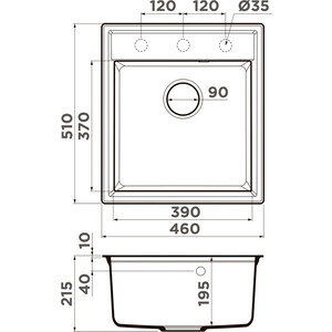 Кухонная мойка Omoikiri Daisen 46 BL с клапаном автомат, черная (4993614, 4956164)