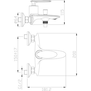 Смеситель для ванны Rossinka Silvermix с душем, хром (RS30-31)
