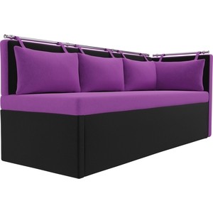 Кухонный угловой диван АртМебель Метро микровельвет фиолетово-черный угол правый