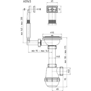 Сифон для кухонной мойки АНИ пласт Грот с решеткой D115, c переливом (A0145)