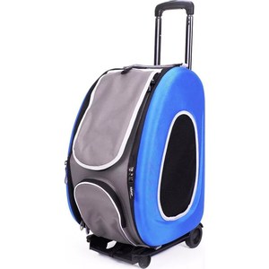 фото Сумка-тележка ibiyaya складная синяя 3 в 1 (сумка, рюкзак, тележка) для собак до 8 кг (fc1008-b)