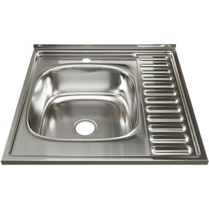 Кухонная мойка Mixline Накладная 60х60 левая, с сифоном, нержавеющая сталь 0,8мм (4630030631606)