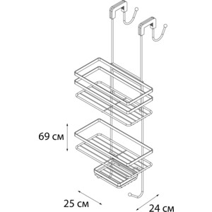 Полка-решетка Fixsen навесная, двухярусная, с мыльницей, хром (FX-871)