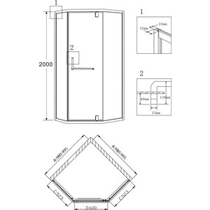 Душевой уголок Grossman Pragma 100x100 прозрачный, золото (PR-100GD)