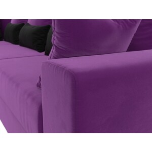 Угловой диван АртМебель Майами Long микровельвет фиолетовый фиолетово/черный левый угол
