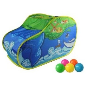фото Палатка игровая наша игрушка чудо кит, в комплекте пластмассовые шарики 20 шт., сумка на молнии