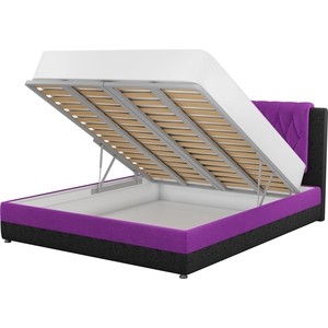 Интерьерная кровать АртМебель Камилла микровельвет фиолетово-черный