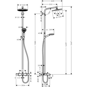 Душевая система Hansgrohe Crometta S 240 с термостатом и изливом (27320000)