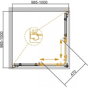 Душевой уголок Cezares Giubileo A-2 100x100 с поддоном, прозрачный с рисунком, золото (GIUBILEO-A-2-100-Scorrevole-CP-G, ЛП00189)