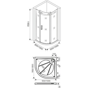 Душевой уголок Good Door Galaxy R 90x90 прозрачный, черный (R-90-C-B)