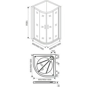 Душевой уголок Good Door Infinity R 80х80 с поддоном, прозрачный, хром