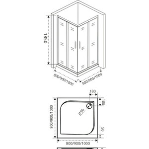 Душевой уголок Good Door Latte CR 100x100 прозрачный, хром матовый (CR-100-C-WE)