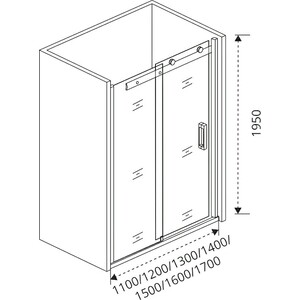 Душевая дверь Good Door Galaxy WTW 110х195 прозрачная, черный (WTW-110-C-B)