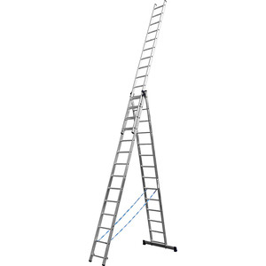 Лестница трехсекционная Сибин со стабилизатором 14 ступеней (38833-14)