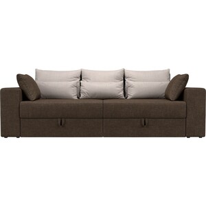фото Диван-еврокнижка мебелико мэдисон рогожка коричневый подушки бежевые