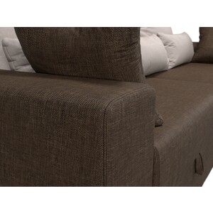 фото Диван-еврокнижка мебелико мэдисон рогожка коричневый подушки бежевые