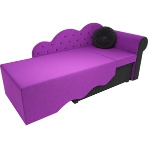 Детская кровать АртМебель Тедди-1 микровельвет фиолетовый/черный правый угол