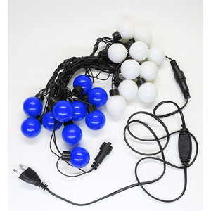 фото Гирлянда светодиодная light шарики-40мм 5м, 220-230v, черн. пр. синий и белый
