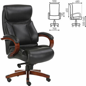 Кресло офисное Brabix Infinity EX-707 дерево/натуральная кожа, черное (531826)