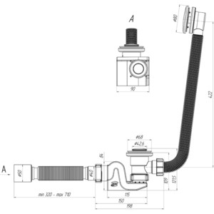 Слив-перелив АНИ пласт Бриг Клик-клак с гибкой трубой (EC655)