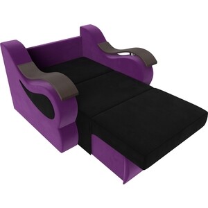 Прямой диван АртМебель Меркурий вельвет черный/фиолетовый (60)