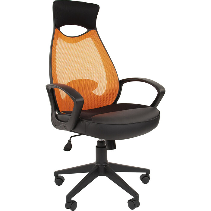 Офисное кресло Chairman 840 черный пластик TW-66 оранжевый компьютерное кресло chairman 969 офисное обивка текстиль цвет черный оранжевый tw 14