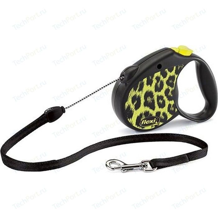 Рулетка Flexi Safari Leopard M трос 5м желтая для собак до 20кг трос avs et 5s 5т 4 5м a80997s