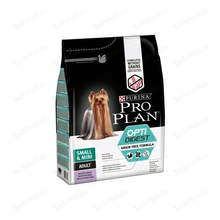 Сухой корм PRO PLAN OPTIDIGEST Grain Free Small & Mini беззерновой с индейкой для собак мелких пород чувствительным пищеварением 2,5кг (12384758)