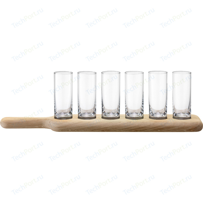 Набор из 6 стопок и деревянной подставки 40 см прозрачное стекло LSA International Paddle (G1049-03-301)