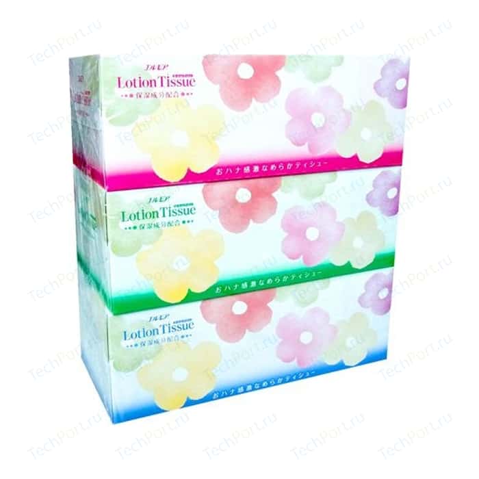Салфетки бумажные Kami Shodji ELLEMOI Lotion с экстрактом малины 2 слоя 200 шт в пачке, спайка из 3 пачек салфетки бумажные ellemoi kami shodji q10 с коэнзимом 2 х слойные 180 шт