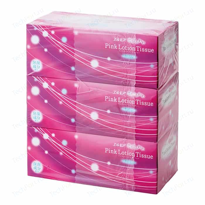 Салфетки бумажные Kami Shodji ELLEMOI Pink розовые с коэнзимом Q10 я слоя 180 шт в пачке, спайка из 3 пачек салфетки бумажные ellemoi kami shodji q10 с коэнзимом 2 х слойные 180 шт