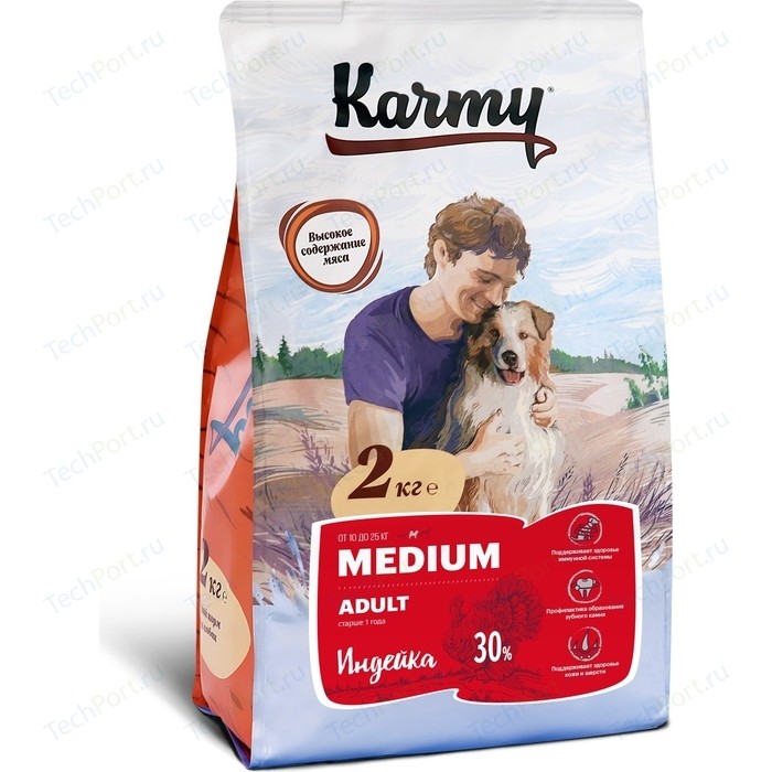 Сухой корм Karmy Medium Adult Dog Индейка для взрослых собак средних пород 2кг