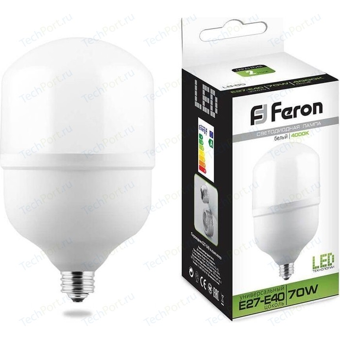 Лампа светодиодная Feron LB-65 25822 E27-E40 70W 4000K Цилиндр Матовая