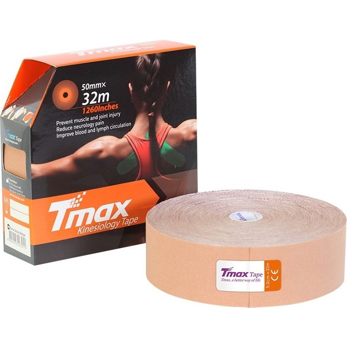 Тейп кинезиологический Tmax 32m Extra Sticky Biege (5 см x 32 м), 423211, телесный тейп кинезиологический tmax extra sticky biege 7 5 см x 5 м 423914 телесный