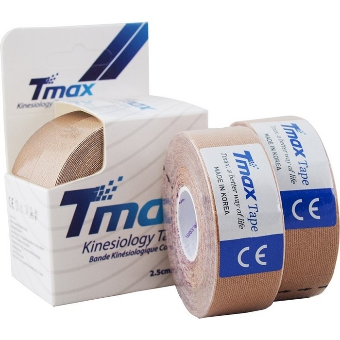 Тейп кинезиологический Tmax Extra Sticky Biege (2,5 см x 5 м), уп. 2 шт, 423815, телесный тейп кинезиологический tmax extra sticky biege 7 5 см x 5 м 423914 телесный