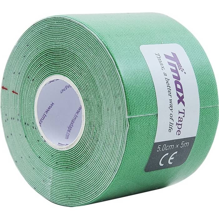 Тейп кинезиологический Tmax Extra Sticky Green (5 см x 5 м), 423181, зеленый тейп кинезиологический tmax extra sticky biege 7 5 см x 5 м 423914 телесный