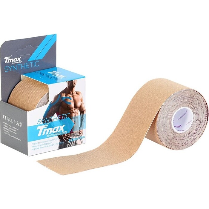 Тейп кинезиологический Tmax Synthetic Biege (5 см x 5 м), 423310, телесный тейп кинезиологический tmax extra sticky biege 7 5 см x 5 м 423914 телесный