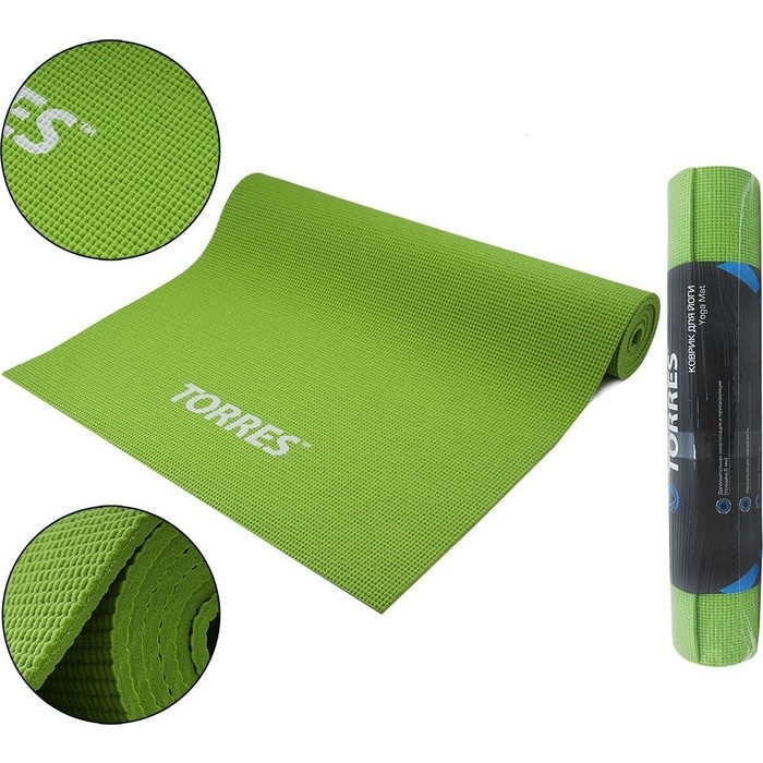 Коврик для йоги Torres Optima 6, PVC 6 мм, зеленый