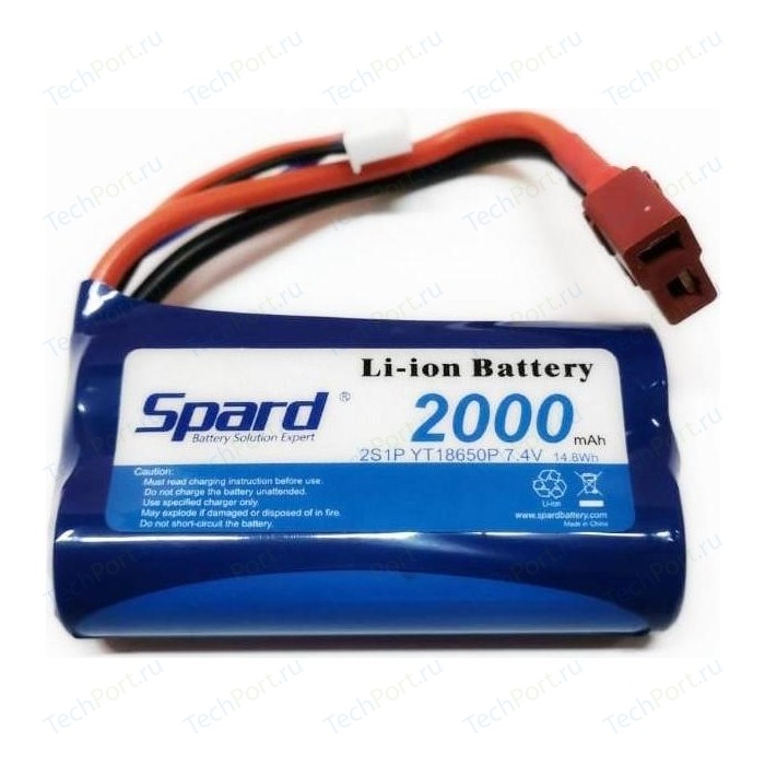 Аккумулятор Spard Li-Ion 2000mAh, 7,4V, 15C, T-plug для Remo Hobby 1 16, Himoto 1 18 - YT18650P