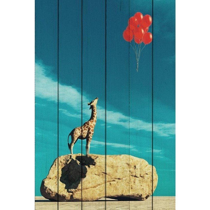 Картина на дереве Дом Корлеоне Жираф и шарики 100x150 см картина на дереве дом корлеоне жираф и шарики 100x150 см
