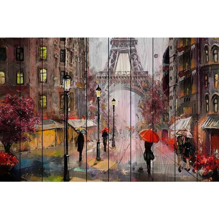 Картина на дереве Дом Корлеоне Парижские зонтики 60x90 см