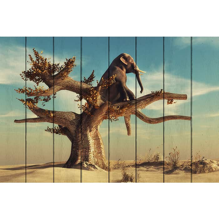 Картина на дереве Дом Корлеоне Слон на дереве 60x90 см