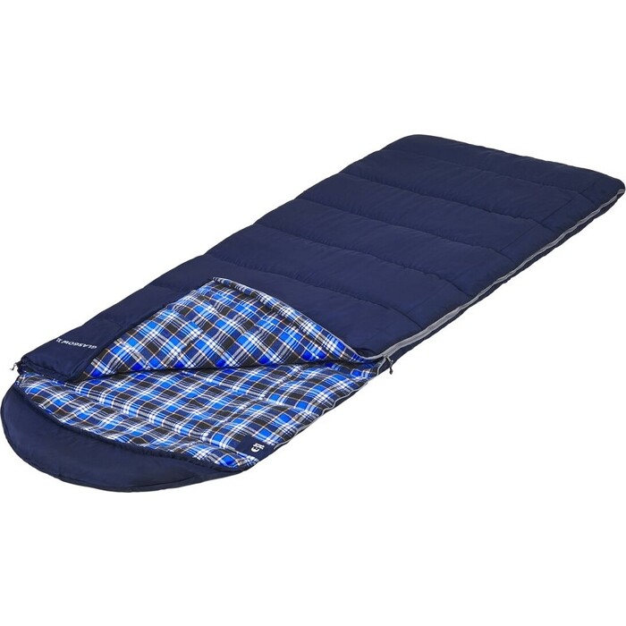 Спальный мешок Jungle Camp Glasgow XL, широкий, с фланелью, левая молния, цвет синий 70955