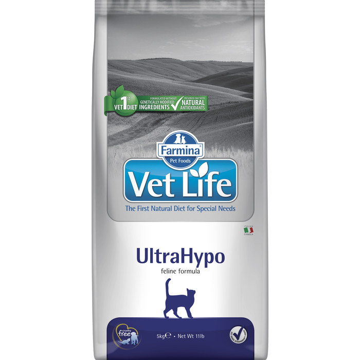 Сухой корм Farmina Vet Life UltraHypo Feline диета при пищевой аллергии для кошек 5кг