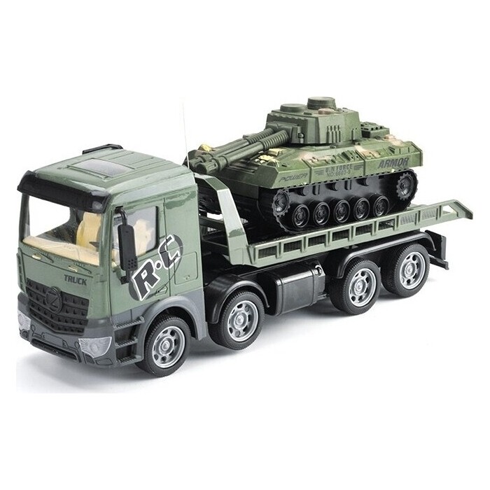 Радиоуправляемая машина Zhoule Toys грузовик-трейлер + танк CityTruck 1:24 - 553-B3