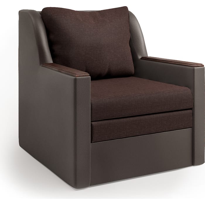 Кресло-кровать Шарм-Дизайн Соло экокожа шоколад и рогожка