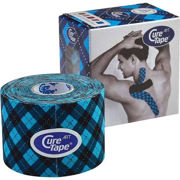 Тейп кинезиологический CureTape CureTape Art Tartan, 5 см x 5 м, арт. 162794, черно-голубой