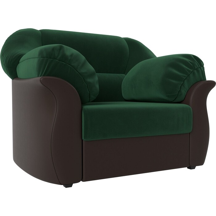 Кресло Лига Диванов Карнелла велюр зеленый экокожа коричневый
