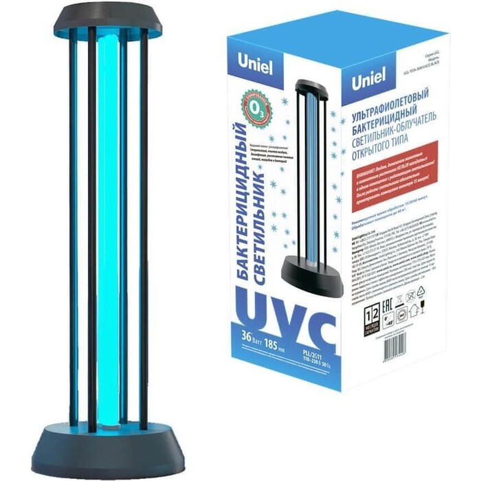Настольная лампа Uniel Ультрафиолетовая бактерицидная (UL-00007264) UGL-T01A-36W/UVCO Black ультрафиолетовая бактерицидная лампа invin rg 40